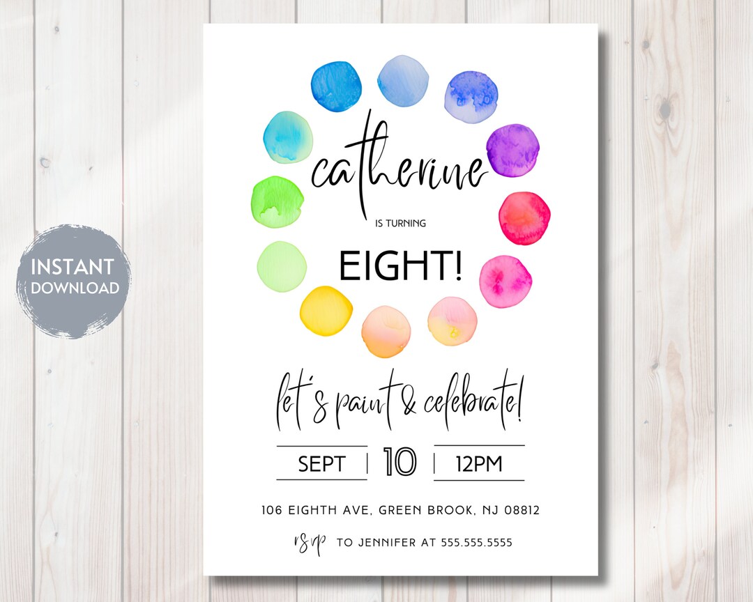 Painting PARTY Birthday Invitation, Art Party Bday Invite, Paint and
