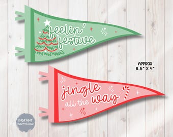 Christmas Pennant Flags, Christmas Gift Ideas, Printable Christmas Pennant