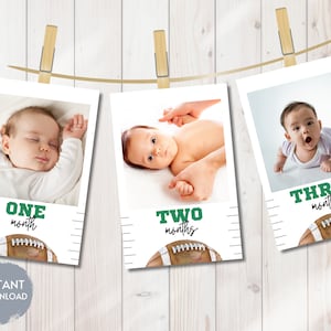 FOOTBALL Birthday MILESTONE Photo Banner, Football Monthly Picture Banner, First Down Theme Birthday, Touchdown Birthday, Editable Printable