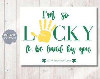 St. Patrick's Day Template, Saint Paddys / Pattys, Four Leaf Clover, HANDPRINT Craft, Baby's First, Kids Craft, Keepsake, Memory, Daycare