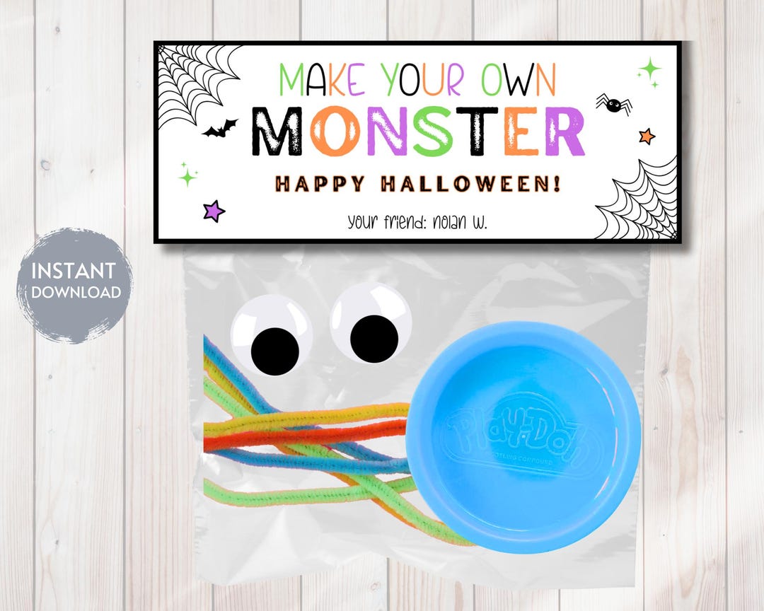 Halloween Make Your Own Monster Bag Topper, Build Your Own Monster Tag ...
