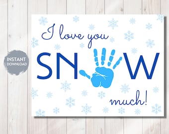 Winter Schnee Handabdruck VORLAGE, digitaler Download, Ich liebe Dich viel Schnee, Schule, Kinder Basteln, Baby's First, Andenken, DIY, Grundschule