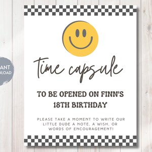 ONE Cool Dude Time Capsule Sign, One Happy Dude Time Capsule, 1st Birthday Wishes, Groovy Decorations, Instant Editable Digital Template