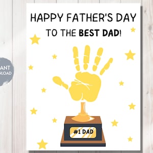 SJABLOON VADERDAG handafdruk, digitale download, trofee, #1 vader, prijs voor beste vader, Kids Craft, Baby's First, aandenken, kinderdagverblijf, cadeau