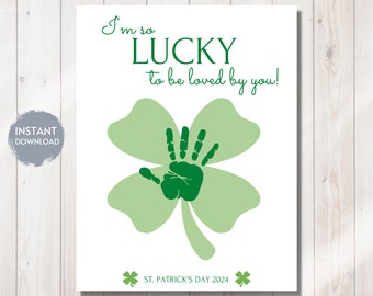 St. Patrick's Day Template Four Leaf Clover, HANDPRINT Craft, Saint Paddys / Pattys, Baby's First, Kids Craft, Keepsake, Memory, Daycare