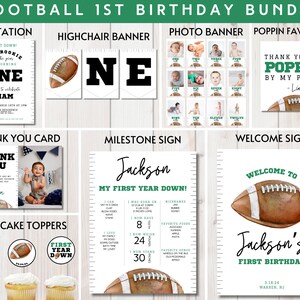 Pacote de primeiro aniversário de FUTEBOL, pacote de primeiro ano de descida, pacote de futebol de descida, pacote de festa de primeiro aniversário, download instantâneo editável, faça você mesmo