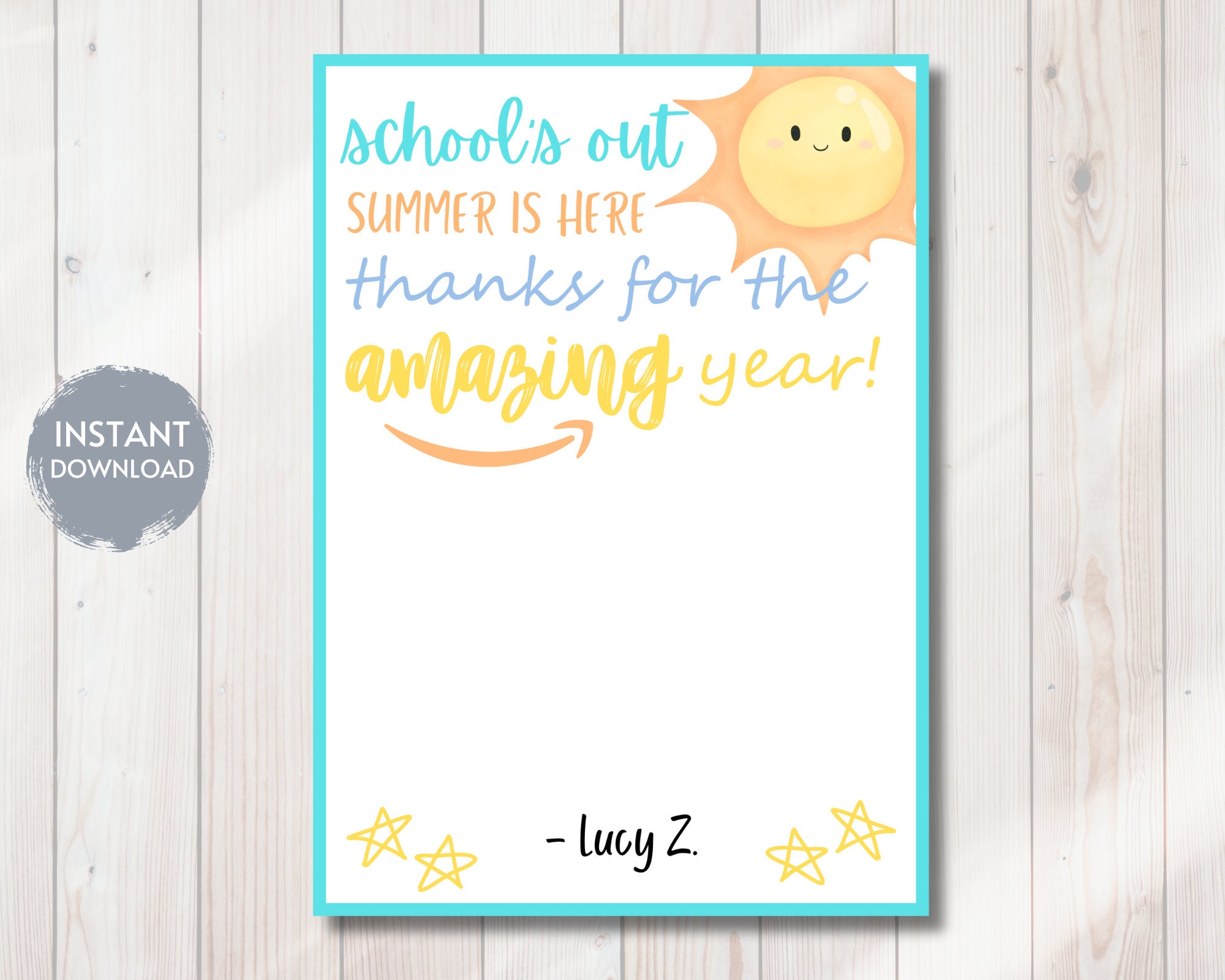 Summer Break Teacher Gift Card Holder, End of School Year Amazon Gift ...