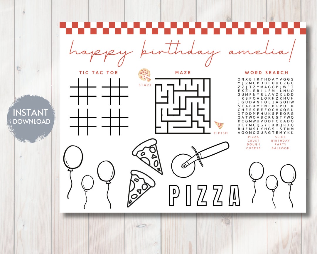 PIZZA Placemat Activity Sheet, Slice of Fun Placemat, Kids Coloring ...