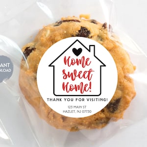 Modèle d'autocollant personnalisé porte ouverte pour agent immobilier, autocollant de remerciement, décorations de cupcakes Home Sweet Home, téléchargement numérique instantané modifiable