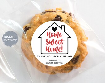 Realtor Open House Custom Sticker Template, Thank You Sticker, Home Sweet Home Cupcake Toppers, Printable Editable Instant Digital Download