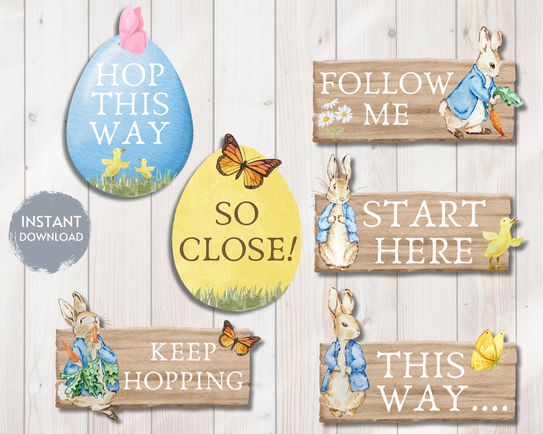 Sign Post Peter Rabbit Printable Easter Egg Hunt Signs, PETER RABBIT Digital Printable Egg ...