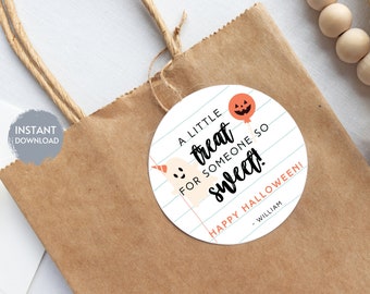 HALLOWEEN Treat Tag Sticker Template, A Little Treat For Someone Sweet, Goody Bag Tag, Cute Halloween, Printable Editable, Personalized, DIY