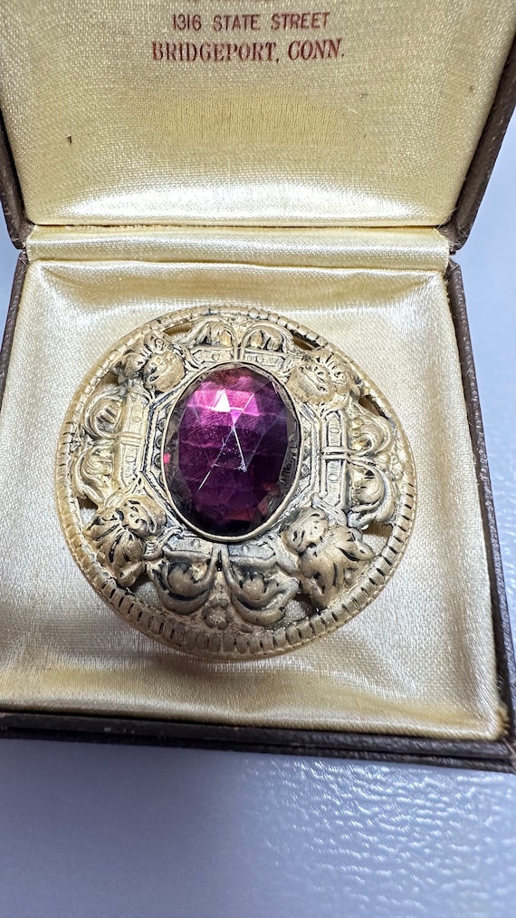 Beautiful Vintage 1920’s Antique & Brass Purple G… - image 2