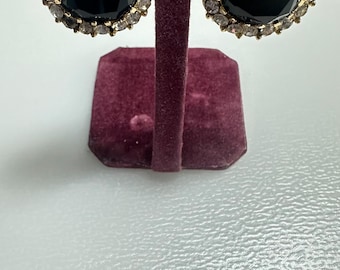 Beautiful Vintage 1950’s CINER Black & Rhinestone Earrings