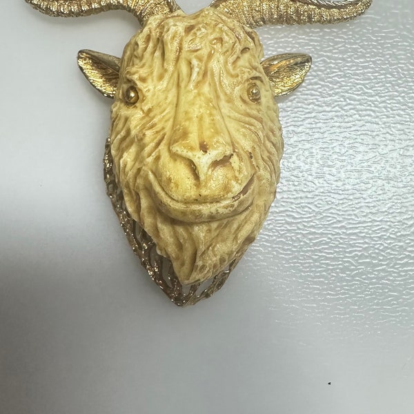 Vintage 1970’s RAZZA Enameled Ram Head Pendant