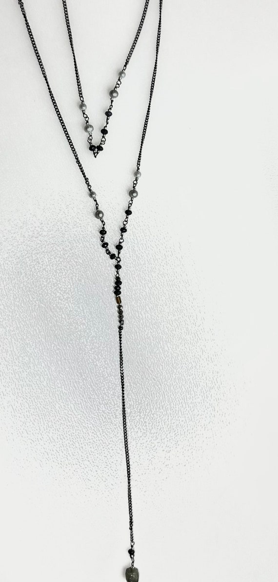 Beautiful NAKAMOL Long Crystal Drop Necklace