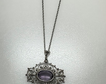 Beautiful Vintage 1930’s Sterling Amethyst Statement Necklace