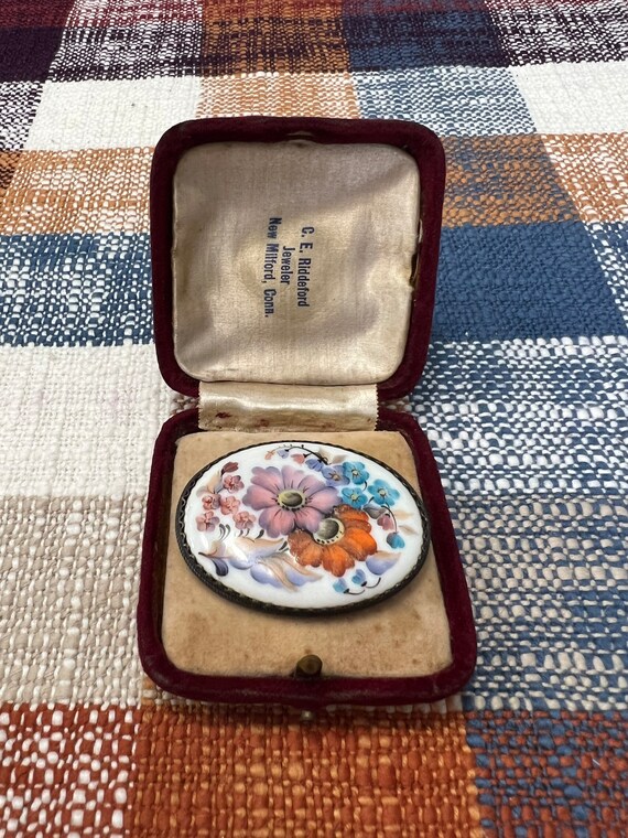 Beautiful 1960’s Hand Painted Porcelain Flower Bro