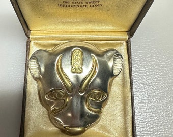 Hermoso broche de leopardo con cabeza de museo moderno de MMA de 1976