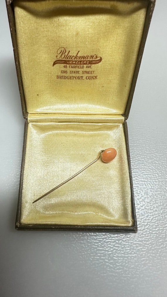 Beautiful Gold Filled Coral Stick Pin - image 1