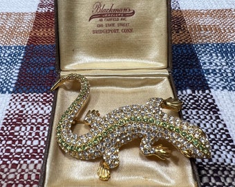 Beautiful Jackeline Kennedy (JBK) Crystal Lizard Brooch