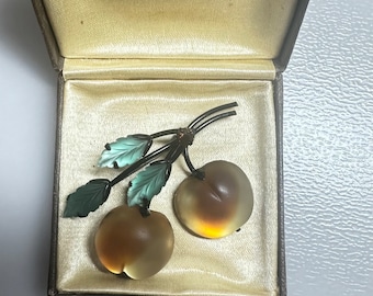 Hermoso broche de cristal de melocotón AUSTRIA vintage de los años 50