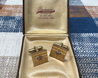 Beautiful 1950’s 14K Glass & Multi-Colored Gold Filled SIMMONS Cufflink Set