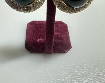 Beautiful Vintage 1950’s CINER Black & Rhinestone Earrings