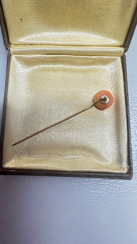 Beautiful Gold Filled Coral Stick Pin - image 3