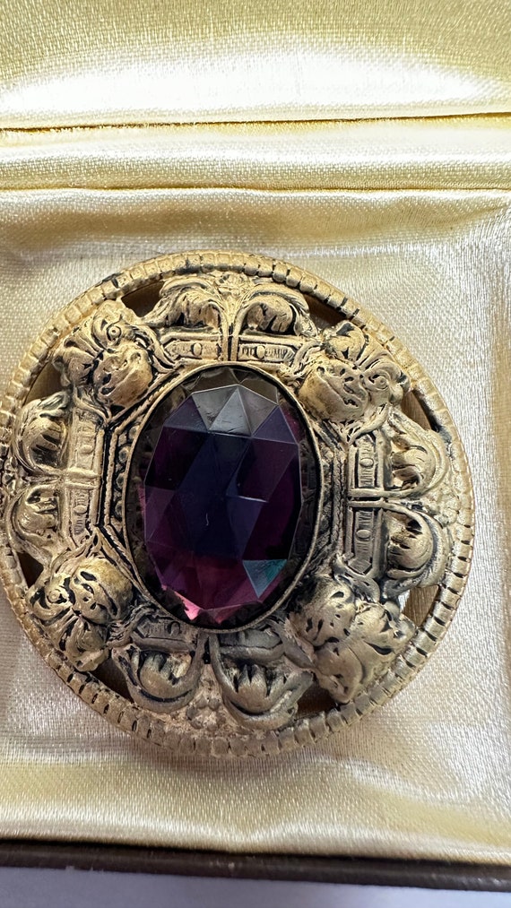 Beautiful Vintage 1920’s Antique & Brass Purple G… - image 3