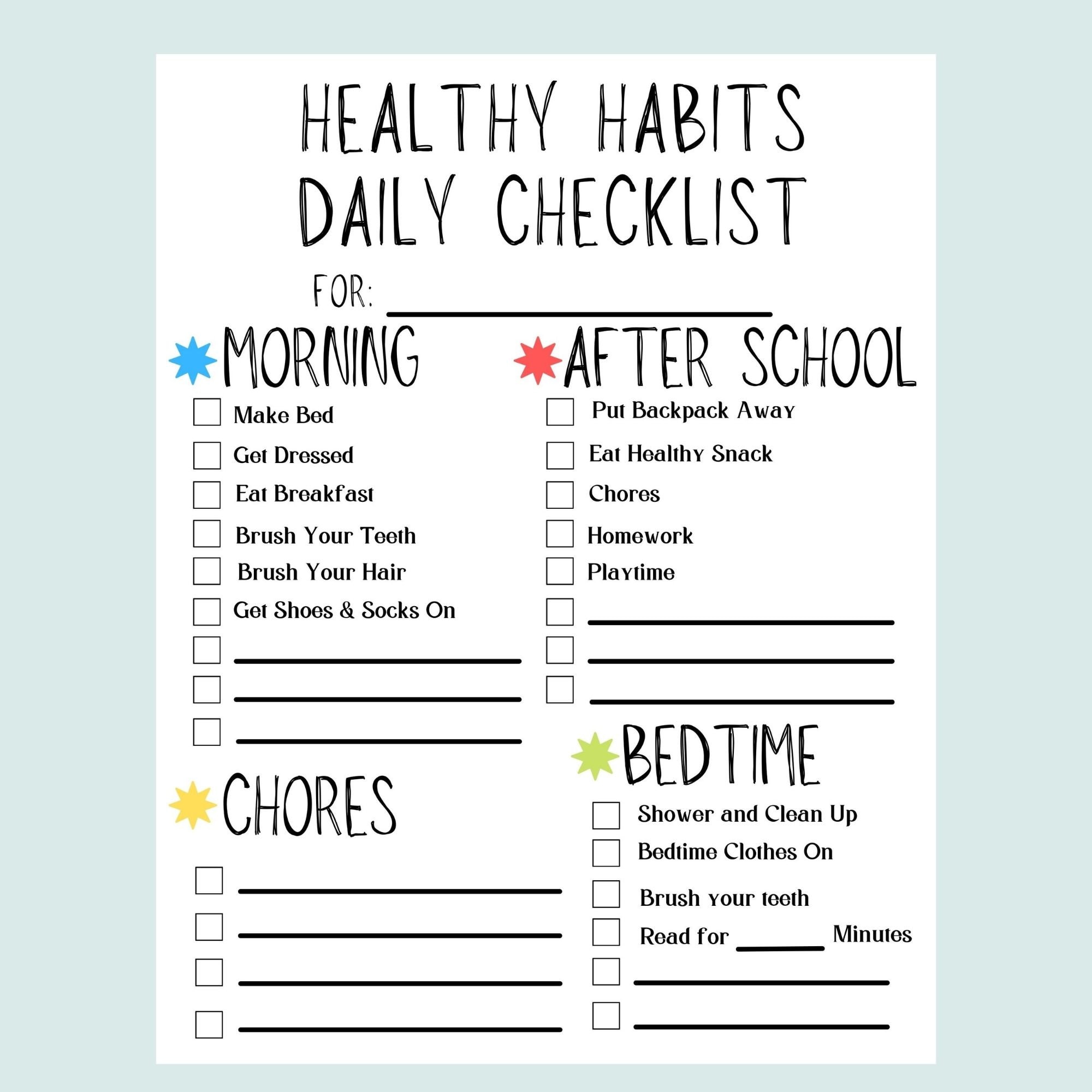 The Importance Of Routine: Healthy Habits For Your Smart Baby Healthy Habits Checklist, Kids Daily Routine,printable Daily Routine