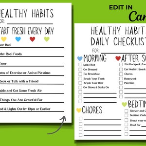 Healthy Habits Checklist | Kids Daily Routine | Reward Chart | Daily Checklist | Chore Chart | Daily Habit Chart |