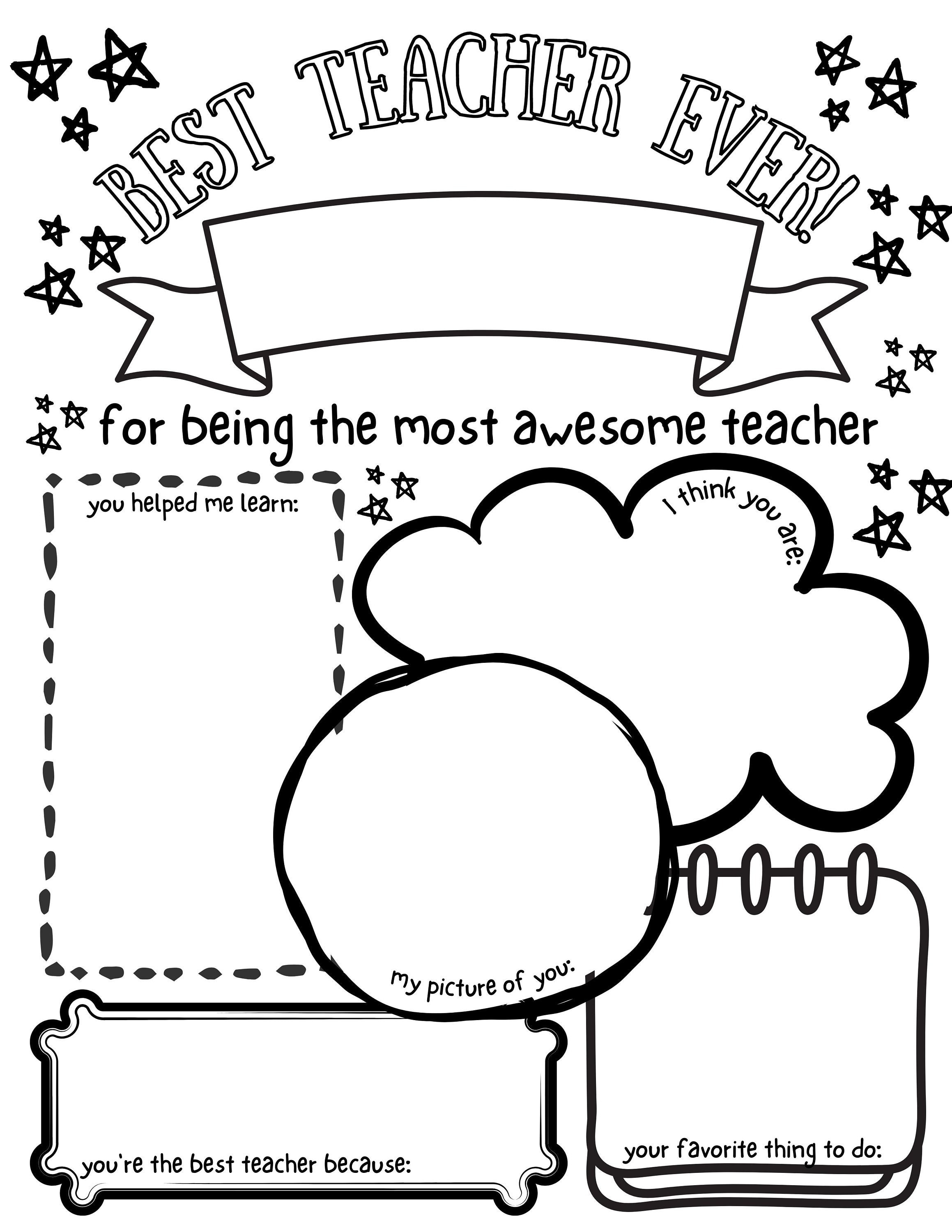 Thank You Teacher Coloring Pages For Kids