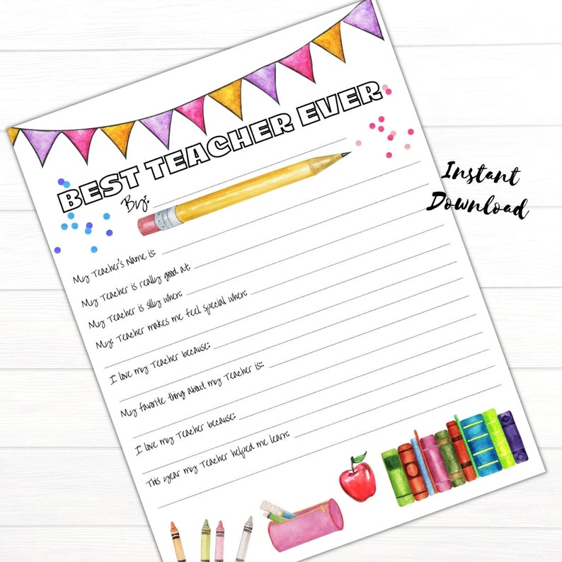 Teacher Appreciation Week Printable Teacher Survey Teacher Etsy