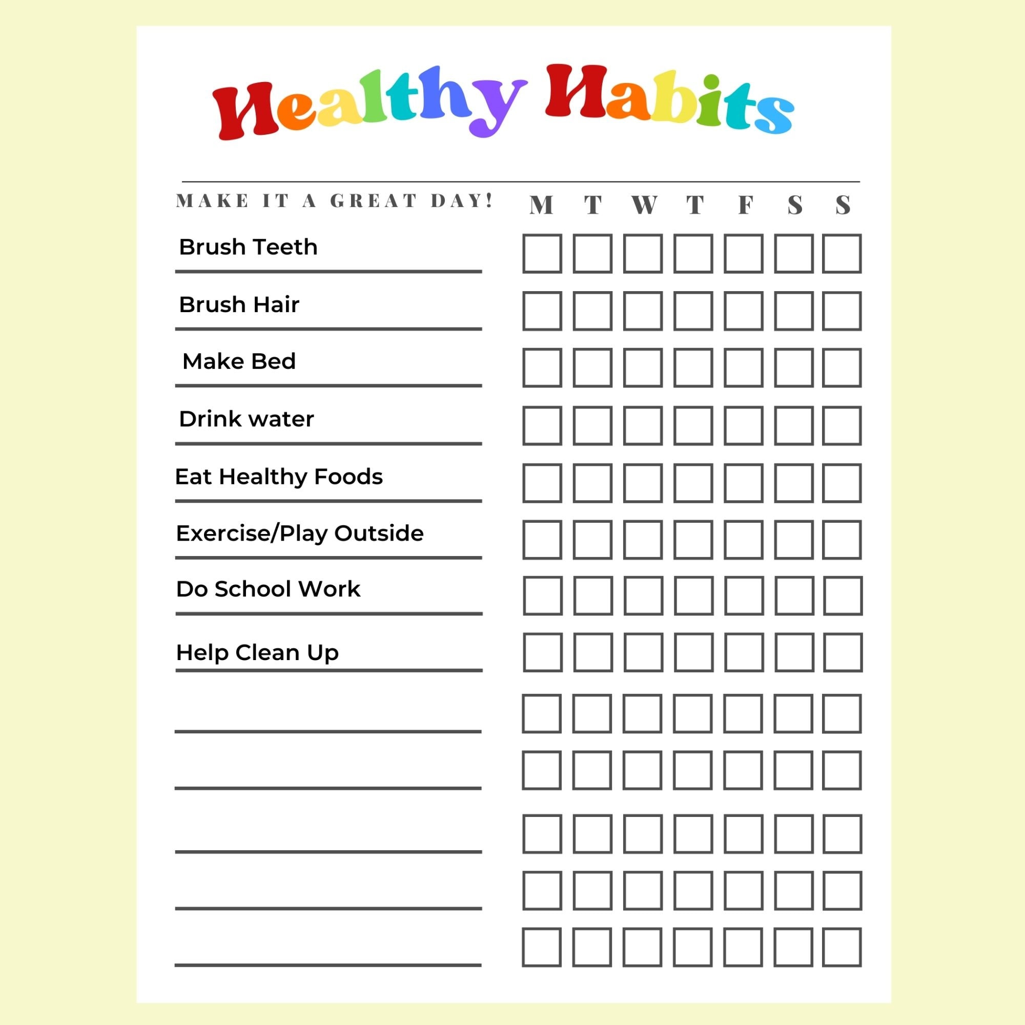 Healthy Habits Checklist Kids Daily Routine Printable Daily Routine healthy-habits-checklist-kids-daily-routine-printable-daily-routine