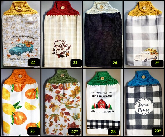 Fall Kitchen Towels Thanksgiving Crochet Top Kitchen Towels -  in 2023