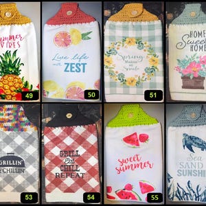 Crochet Top Kitchen Towel | Kitchen Towels with Crochet Topper | Fall | Thanksgiving | Halloween | Easter | Summer |Spring | Seasons Towels
