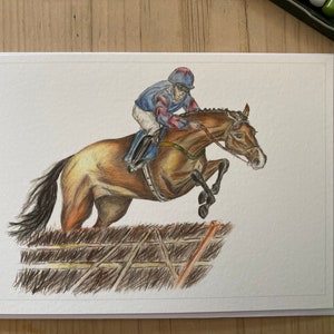 Fans de courses de chevaux, cheval de course, équitation, équin, carte d'anniversaire équestre, carte d'anniversaire à impression giclée de haute qualité, à encadrer