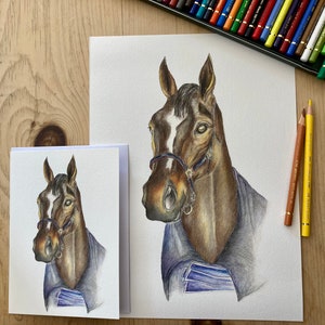 Opkomsttijd! Paard, paardensport, pony, verjaardagskaart met gicleeprint van hoge kwaliteit, geschikt om in te lijsten
