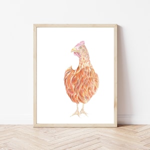 Schöne Sandra Huhn Kunstdruck | Tier Illustration Haus & Küche