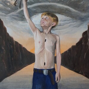 Olieverfschilderij op hout - Titel: Meester van de sleutels