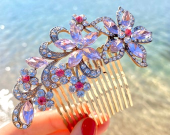 Blush Bridal Hair Comb, Bridal Hairpiece, Wedding hair comb, Floral hair accessories, Blush wedding hair flower, Floral wedding headpiece