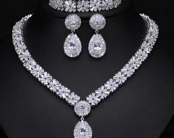 Bridal Jewelry Set Wedding Jewelrybridal Necklace Earrings - Etsy