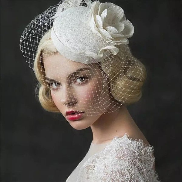 Voile de mariée perle cage à oiseaux, casque de mariée, voile cage ivoire, voile de mariée cage à oiseaux, accessoire de mariage en tulle EVJF, accessoires de mariage