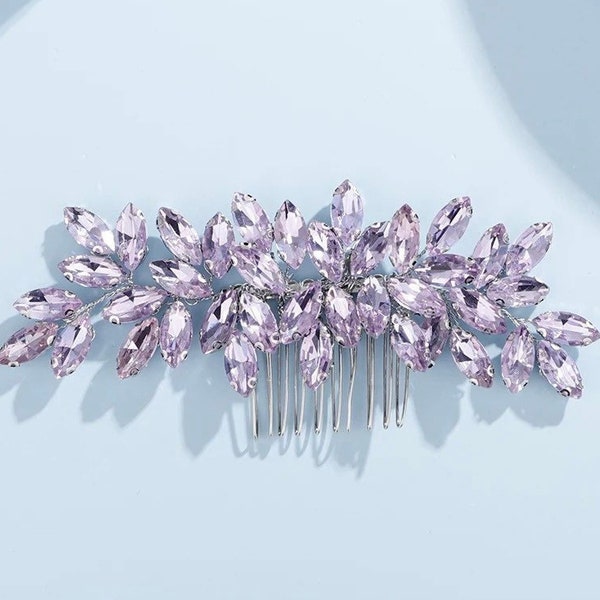 Light Purple Bridal Hair Comb/Crystal Wedding Headpiece/Purple Hair Piece/Purple Hair Jewelry/Prom Hair Clip/Bridesmaid Hair Vine/Headdress