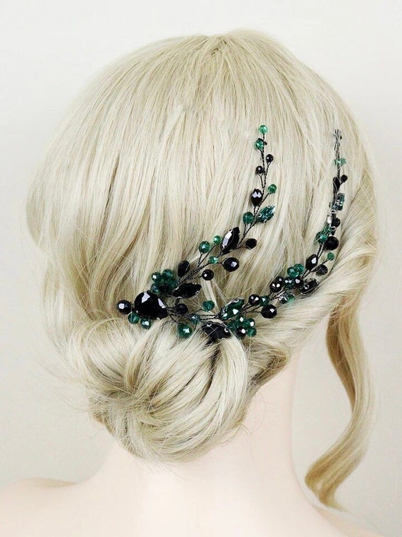 Wedding hair top accessories green