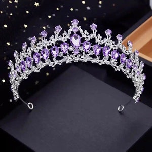 Crystal Purple Tiara Wedding Crown for Brides Bridal Hair - Etsy