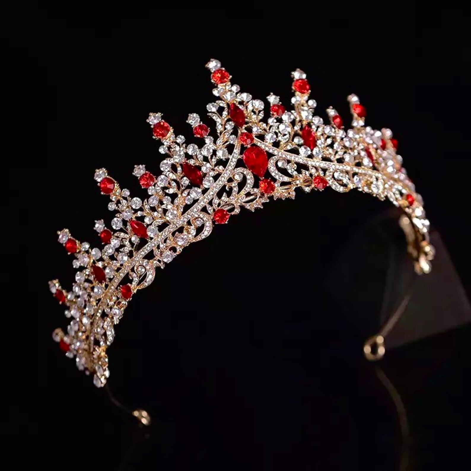 Red Crystal Wedding Tiara Baroque Gold Bridal Crown Tiara - Etsy