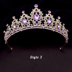 Purple Bridal Tiara Silver Baroque Crown Wedding Hair - Etsy