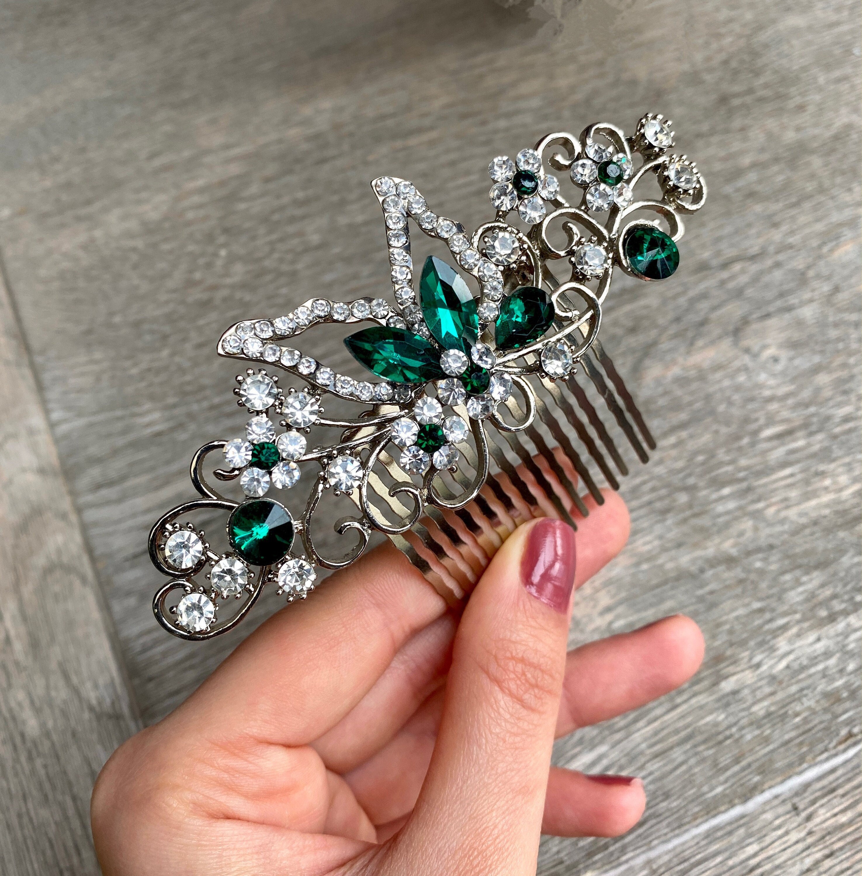 Emerald Green Crystal Comb Bridal Hair Accessories Prom - Etsy Emerald Green Crystal Comb Bridal Hair Accessories Prom - Etsy